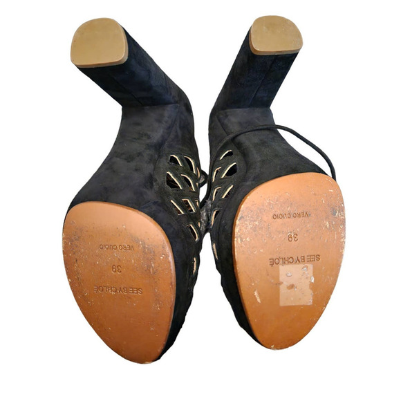SEE BY CHLOÉ Suede Cutout Accent Pumps Sz 8 EU 38 - Picture 5 of 6